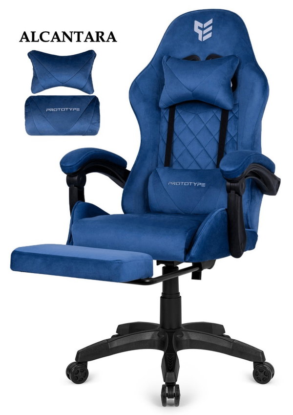 Fotel obrotowy gamingowy XL POKER PRO BLUE ALCANTARA